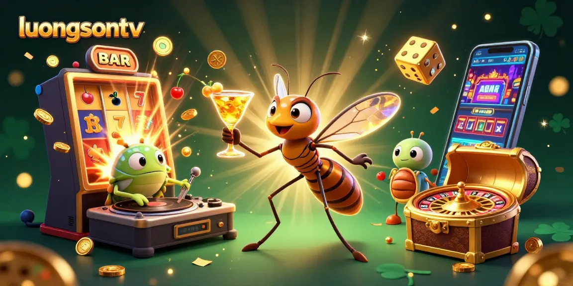 Spin and win with Luongsontv in this vibrant 3D casino scene featuring dynamic gaming elements.