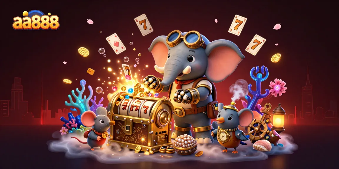 Spin the reels at aa888 with a steampunk elephant engineer and a treasure explosion!