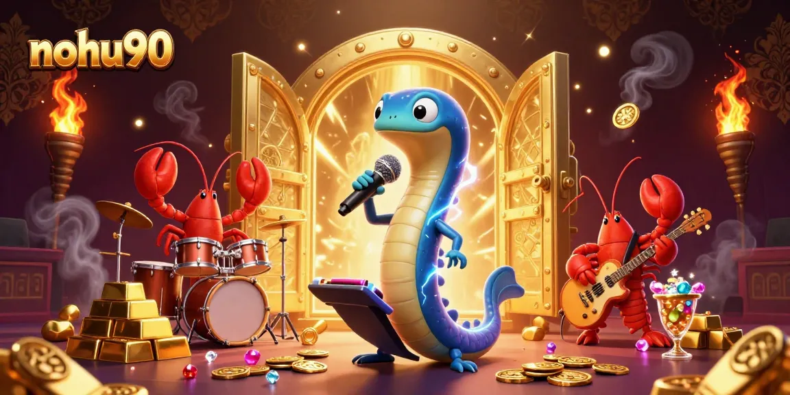Nohu90 grabs attention with an electric eel DJ performance at an underwater casino filled with treasures.