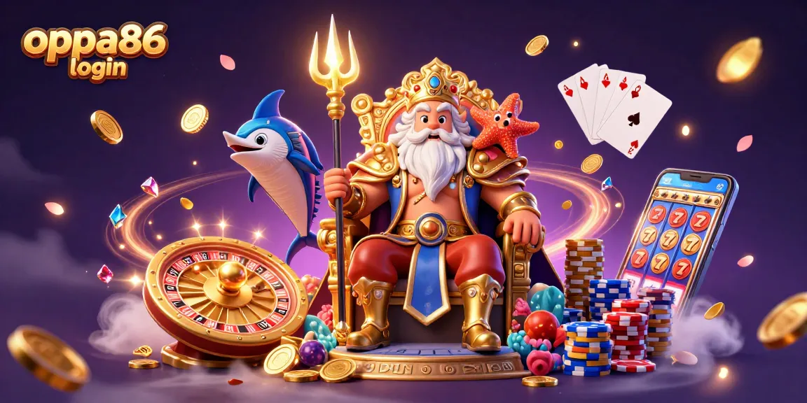 Experience the excitement of oppa86 login with colorful casino characters and dynamic gambling elements.