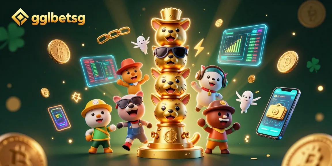 gglbetsg esports betting action with vibrant 3D animated characters and cryptocurrency elements