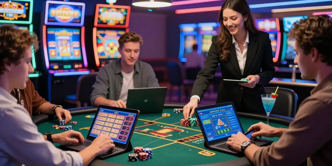 Engaging image of online players using credit cards at virtual casino sites from https://ccrm.org.uk, showcasing lively gaming atmosphere.