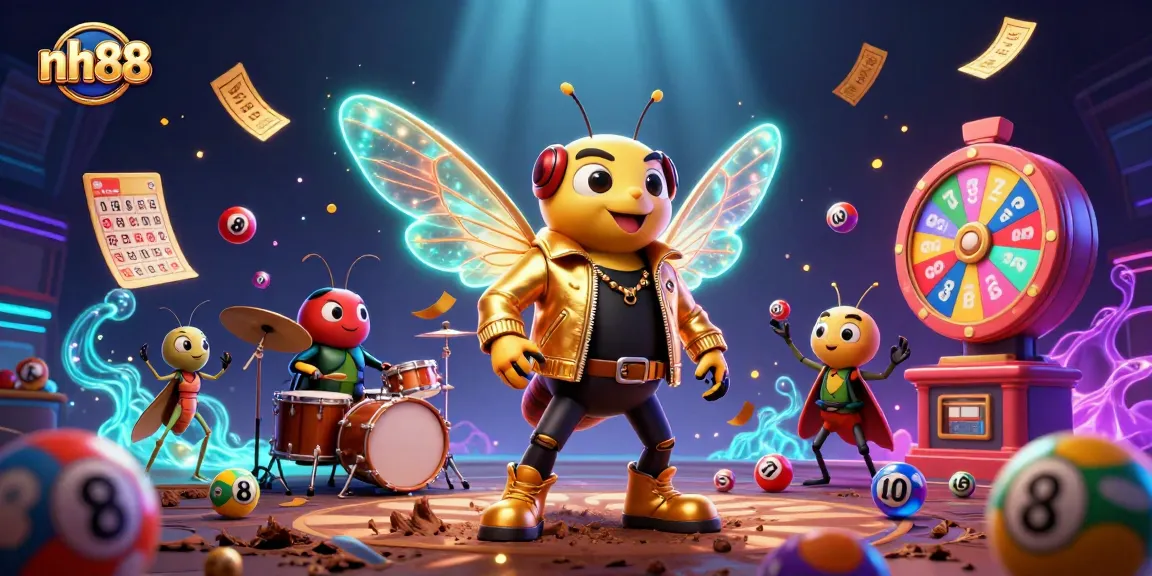 nh88 engages players with vibrant lottery scenes featuring a cicada rock star and lively game elements