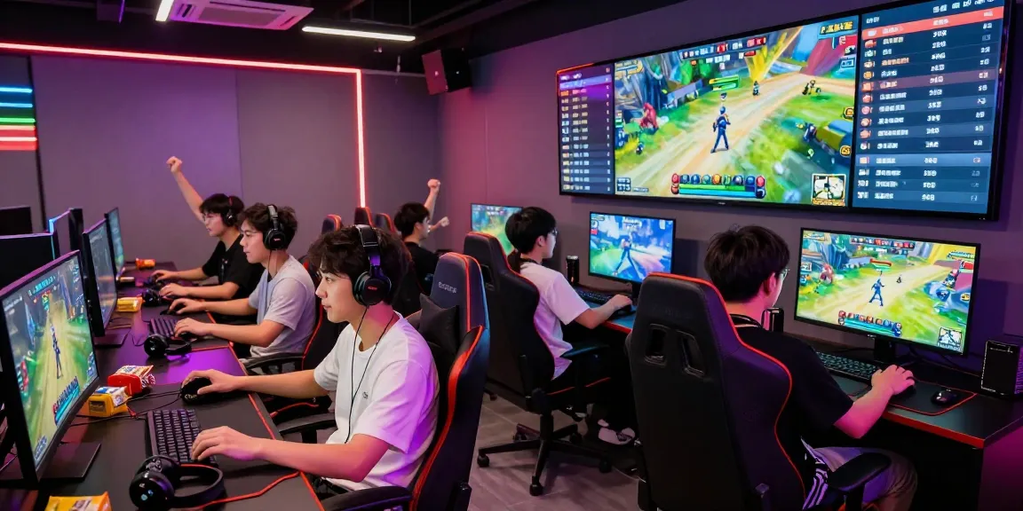 B52 game players immersed in thrilling action in a vibrant gaming lounge.