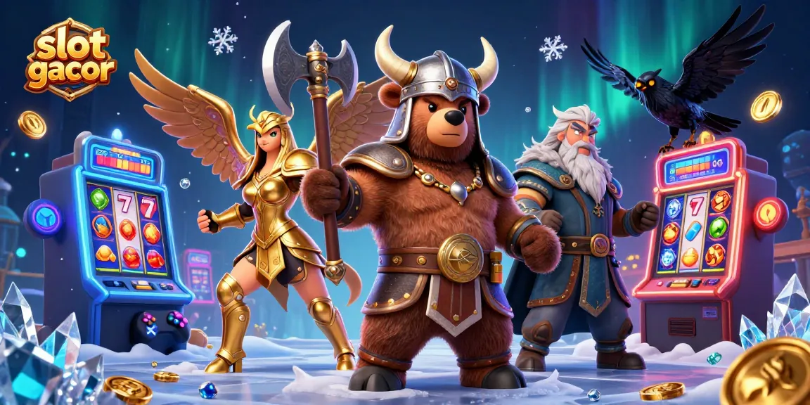 Vibrant 3D illustration showcasing the excitement of slot gacor games with characters in a dynamic casino setting.