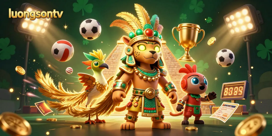 Experience thrilling sports betting action with Luongsontv's vibrant 3D gambling illustration featuring a Mayan jaguar priest.